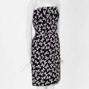 Vintage 80s YSL Yves Saint Laurent 1987 Novelty Bow Print Strapless Dress